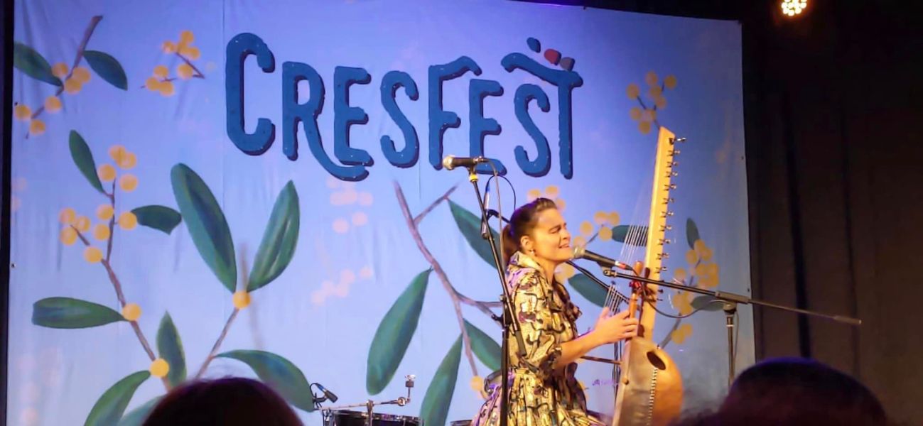 Bec Matthews playing Kora at CresFest